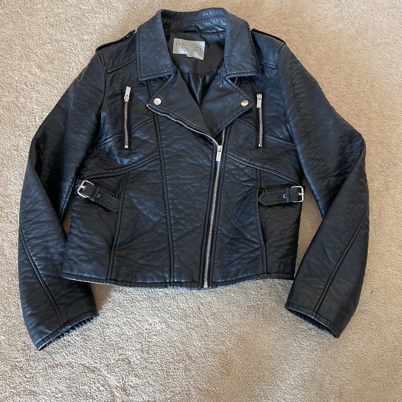 Rachel Roy Black Faux Leather Motorcycle Jacket - Picture 1 of 5